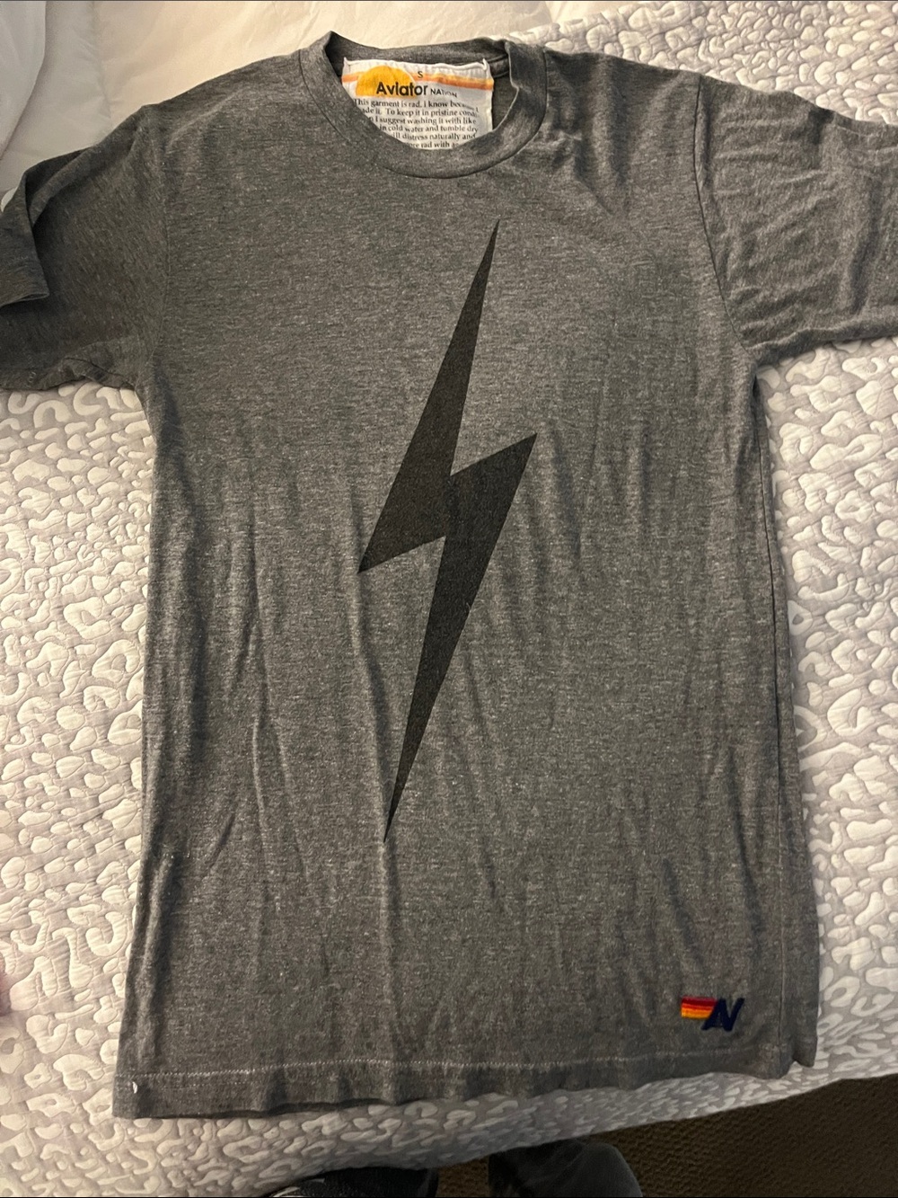 Aviator Nation Gray Short-Sleeve Lightning Bolt Tee